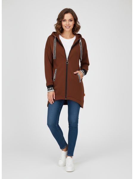 Dámska predĺžená mikina hnedá