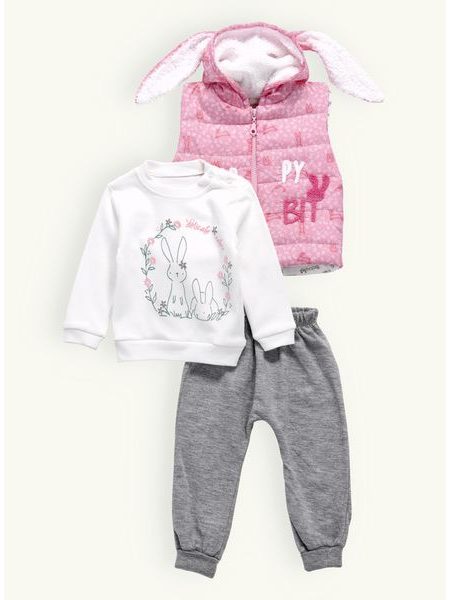Dětská tepláková souprava ŠŤASTNÝ ZAJÍC růžová