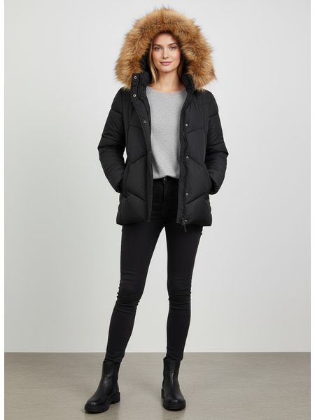 Dámská krátká prošívaná bunda černá