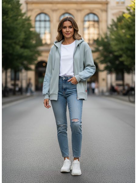 Dámska voľná mikina s kapucňou mentolová