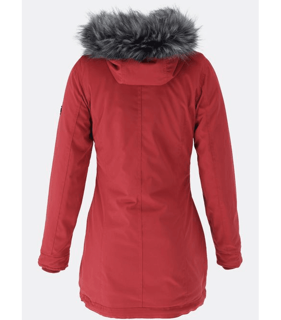 Dámská zimní bunda s asymetrickým zapínáním červená