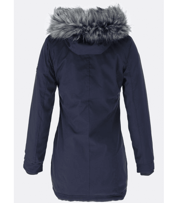 Dámska zimná bunda s asymetrickým zapínaním tmavomodrá