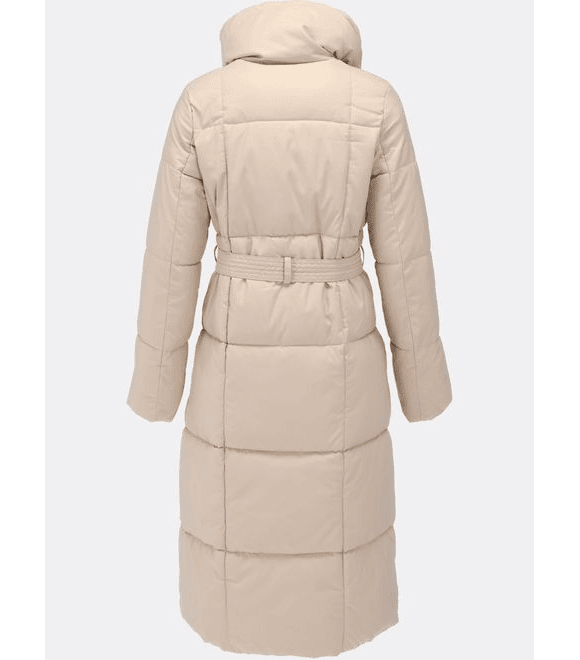 Dámska zimná bunda s opaskom béžová
