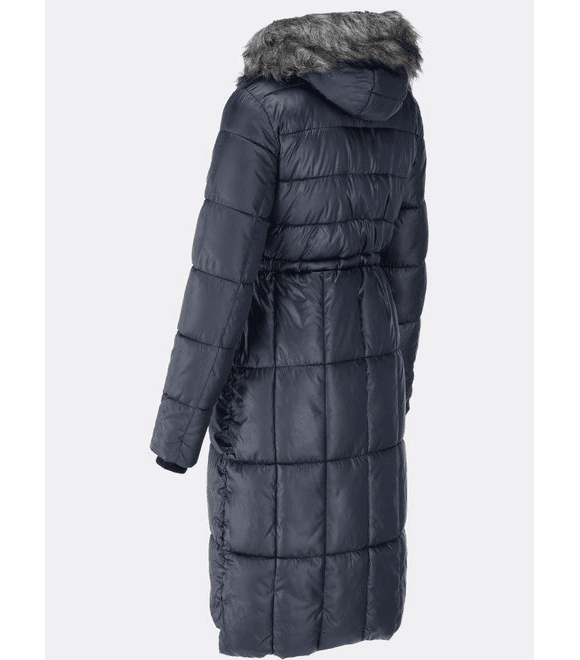 Dámska dlhá prešívaná zimná bunda tmavomodrá