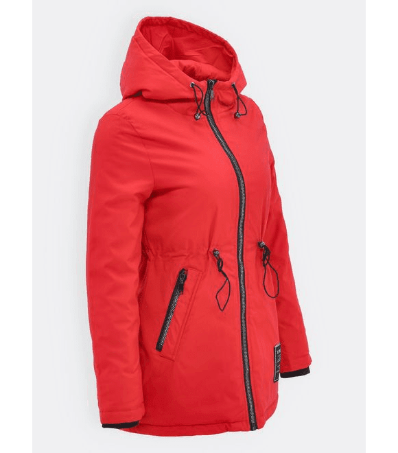 Dámska prechodná bunda s kapucňou  červená