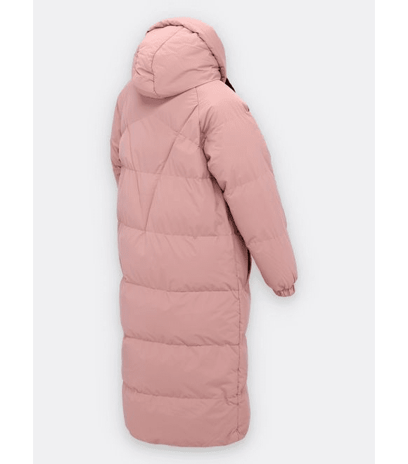 Dámská dlouhá zimní bunda s kapucí pudrová