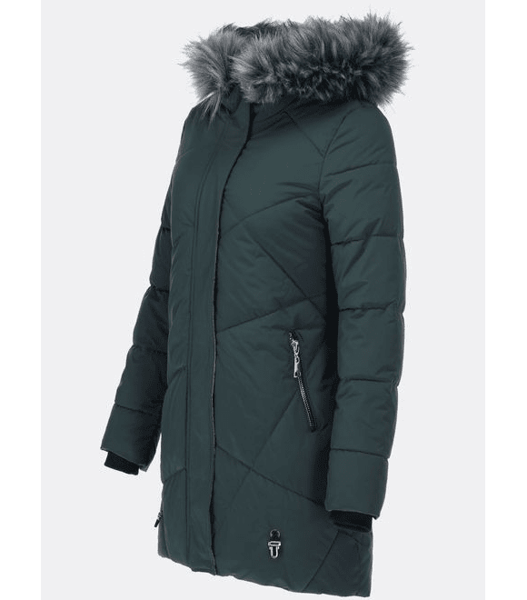 Tmavozelená zimná bunda s kožušinou