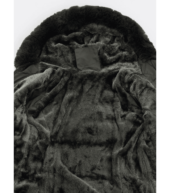 Dámská prošívaná zimní bunda s páskem tmavě zelená