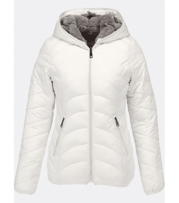 Dámska zimná bunda s plyšovou podšívkou biela