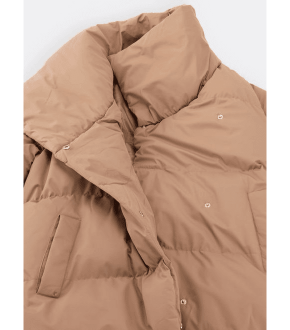 Dámska zimná bunda s opaskom kamelová
