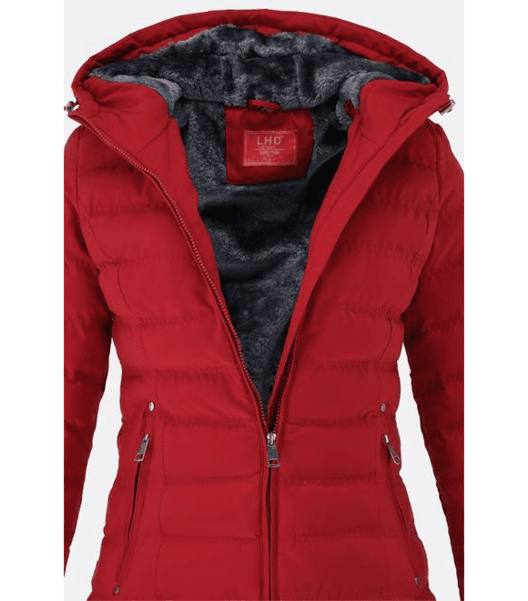 Červená prošívaná zimní bunda