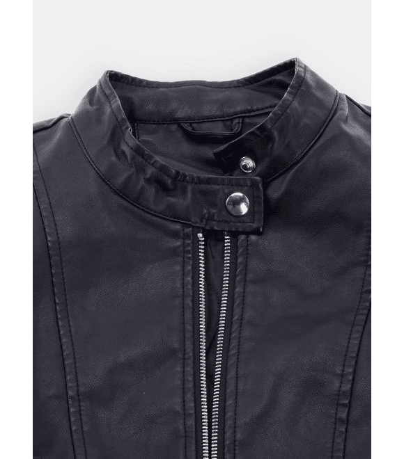 Dámská zateplená kožená bunda černá