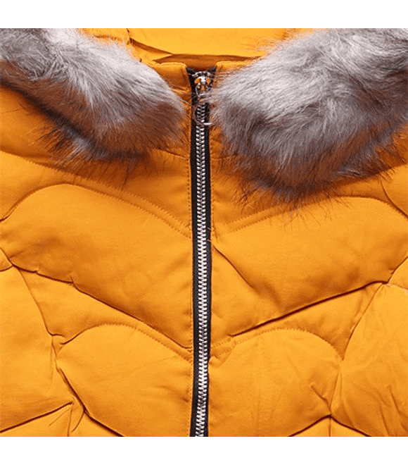 Zimná bunda s kapucňou horčicová