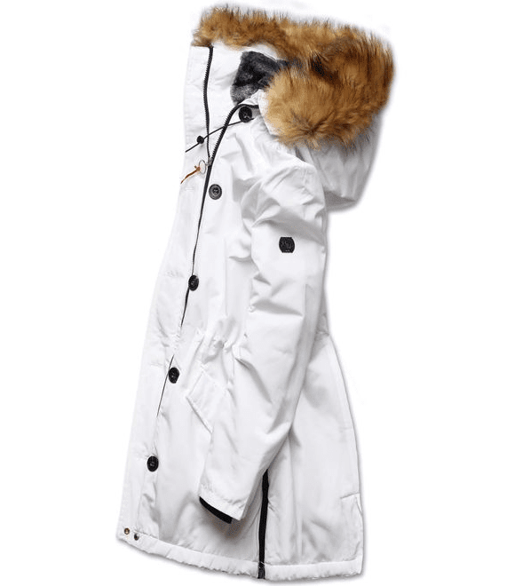 Dámská zimní bunda s kožešinou bílá