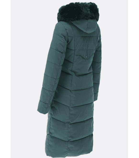 Dámská dlouhá prošívaná zimní bunda tmavě zelená