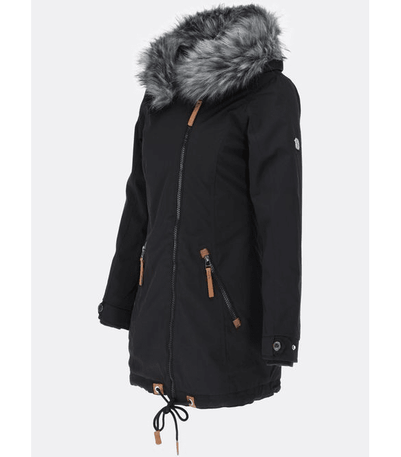 Dámska zimná bunda s asymetrickým zapínaním čierna