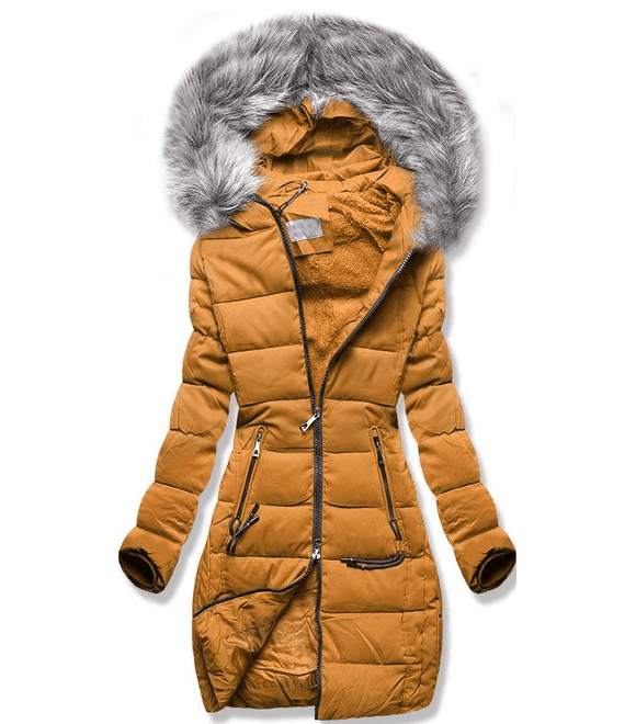 Téli női műbőr kabát , barna
