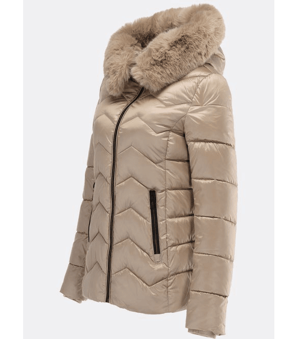 Dámská prošívaná zimní bunda béžová
