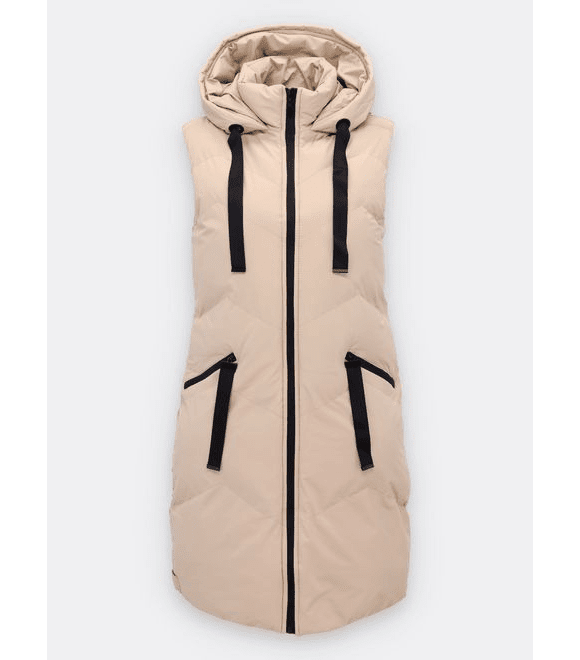 Dámská zimní vesta s kapucí béžová