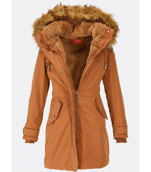 Zateplená dámska zimná bunda hnedá
