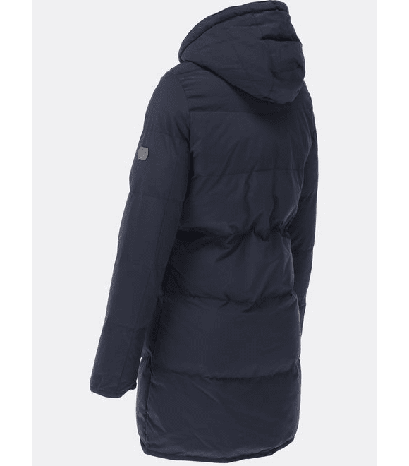 Dámska zimná bunda s kožušinovou podšívkou tmavomodrá