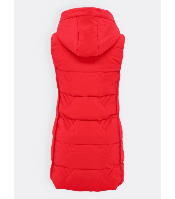 Dámska prešívaná vesta s kapucňou červená