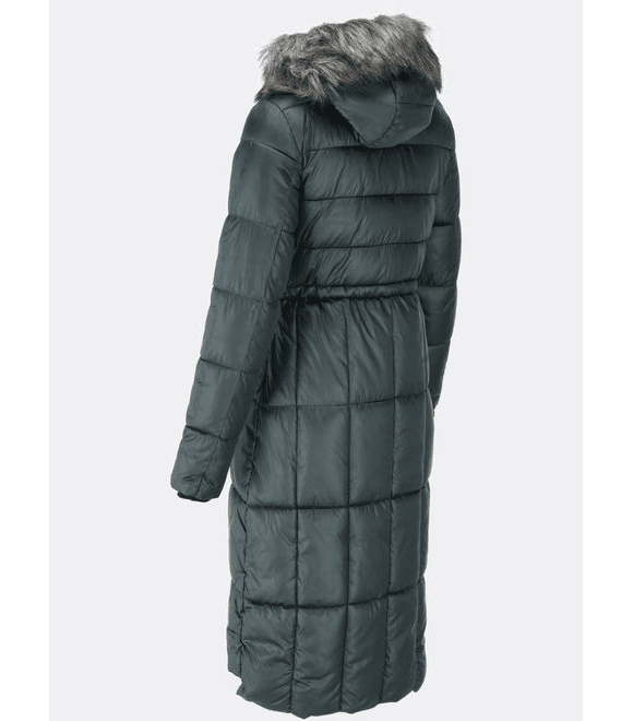Dámska dlhá prešívaná zimná bunda tmavozelená