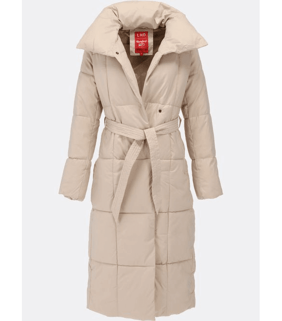 Dámska zimná bunda s opaskom béžová