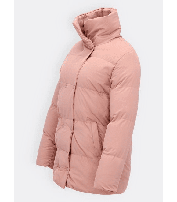 Dámská zimní bunda bez kapuce pudrová