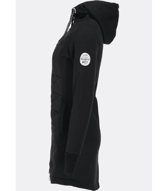 Dlouhá dámská mikina s kapucí černá