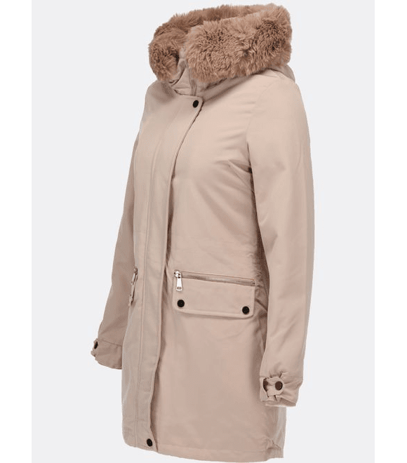 Dámska zimná bunda s kapucňou béžová