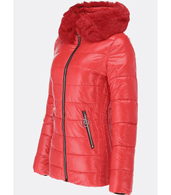 Dámská zimní bunda lesklá červená