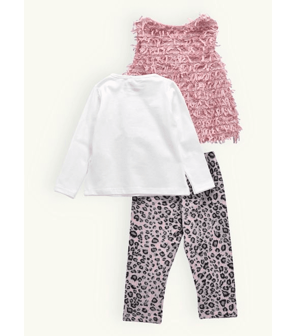 Detská tepláková súprava s leopardím vzorom bielo-ružová