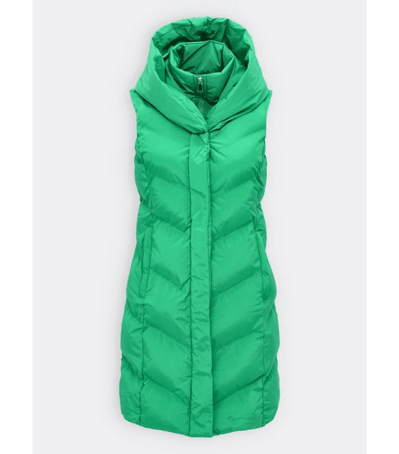 Dámska prešívaná vesta s kapucňou zelená - Vesty - MODOVO