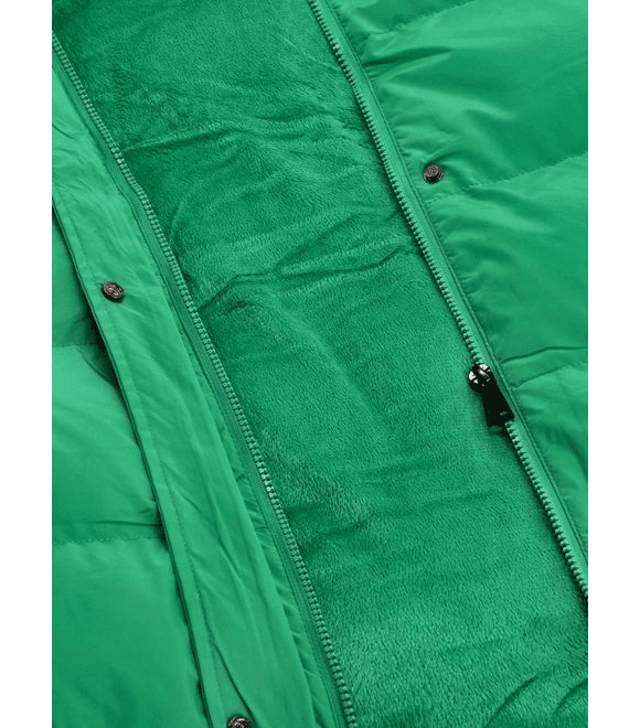 Dámska dlhá prešívaná vesta s kapucňou zelená
