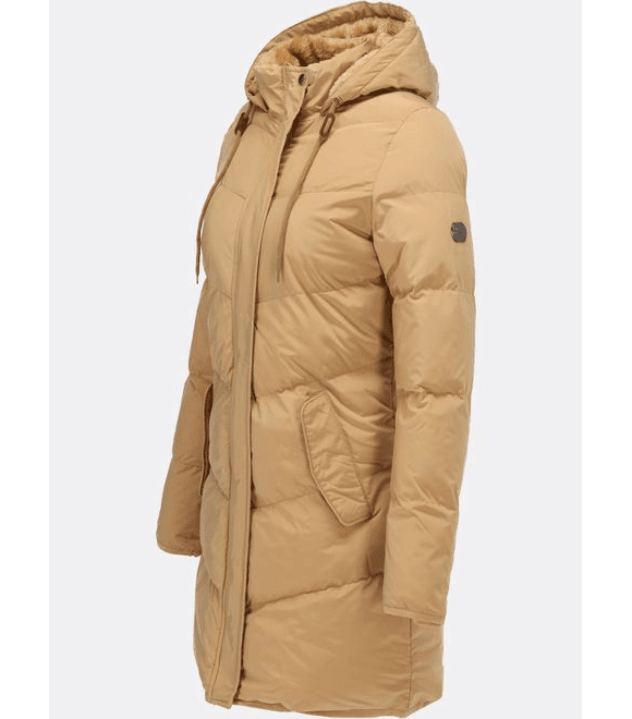Dámská zimní bunda s kožešinovou podšívkou béžová