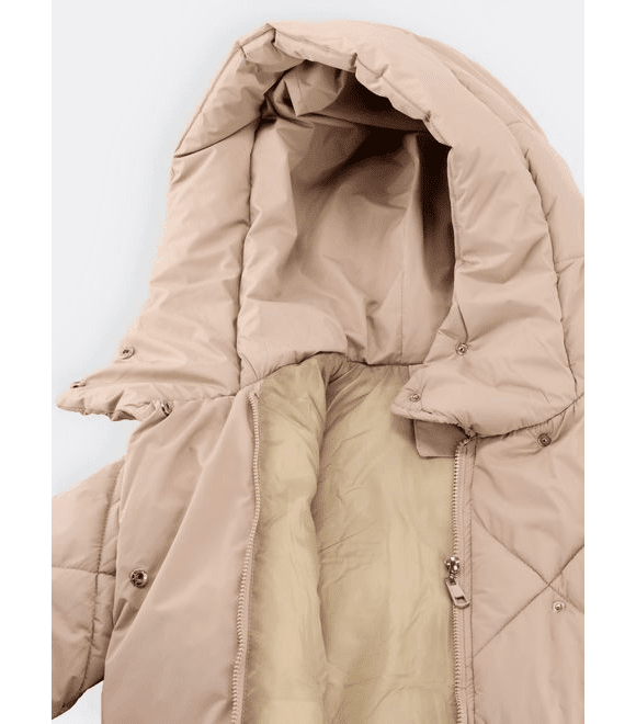 Dámská prošívaná bunda s kapucí béžová
