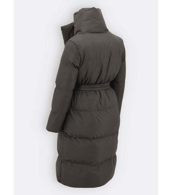 Dámska zimná bunda s opaskom tmavozelená