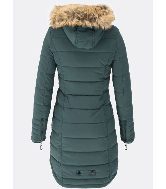 Dámska zimná bunda s kožušinou zelená