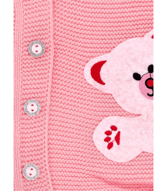 Dětský svetr s medvídkem růžový