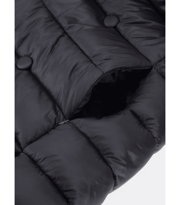 Dámská dlouhá prošívaná bunda s páskem černá