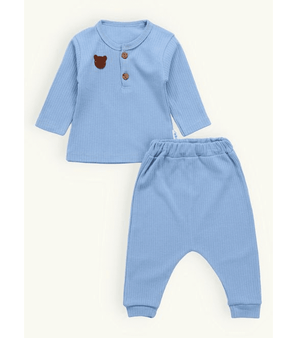 Dětské žebrované pyžamo světle modré