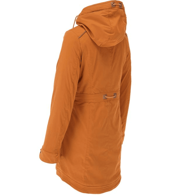 Dámska zimná bunda s kožušinovou podšívkou tehlová