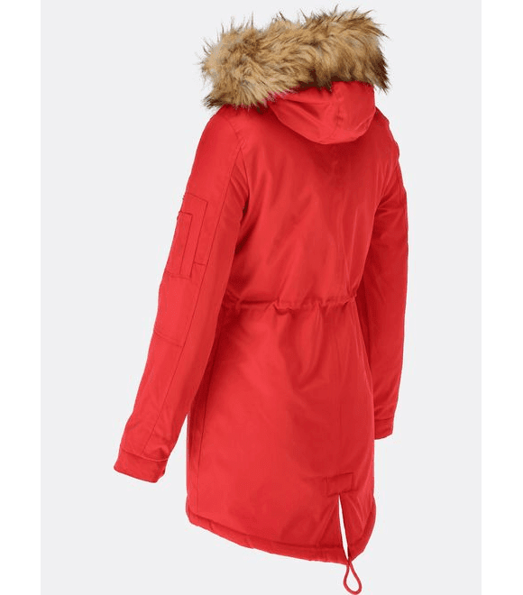 Dámská zimní bunda s kapucí červená