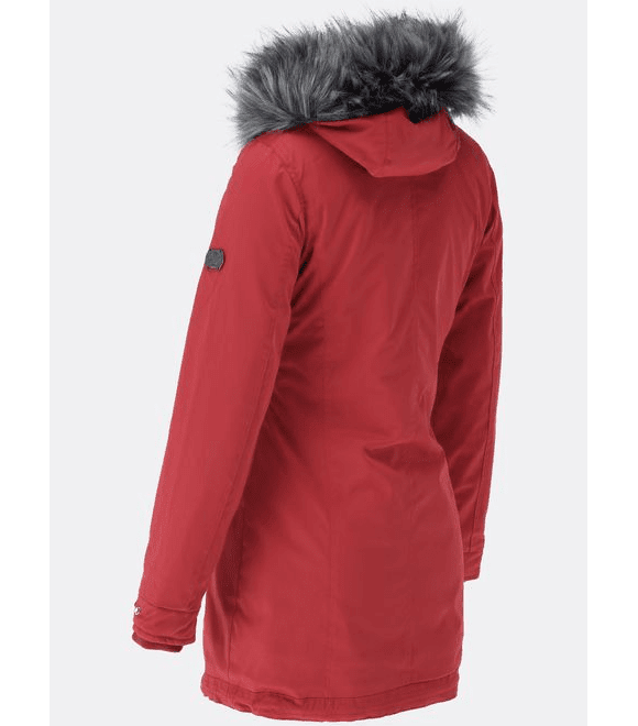 Dámska zimná bunda s asymetrickým zapínaním červená