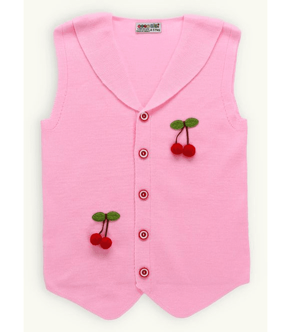 Detská pletená vesta ČEREŠNIČKA ružová