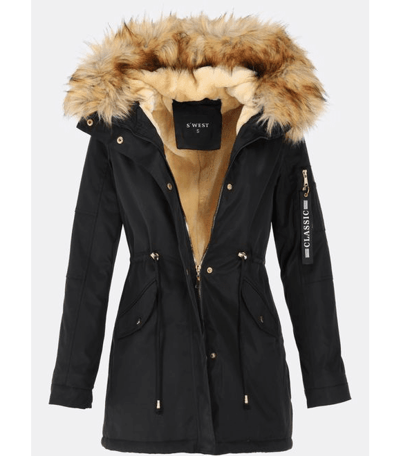 Dámská zimní bunda s kapucí černá