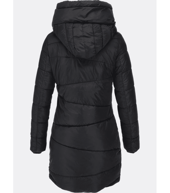Dámská prošívaná zimní bunda s asymetrickým zapínáním černá