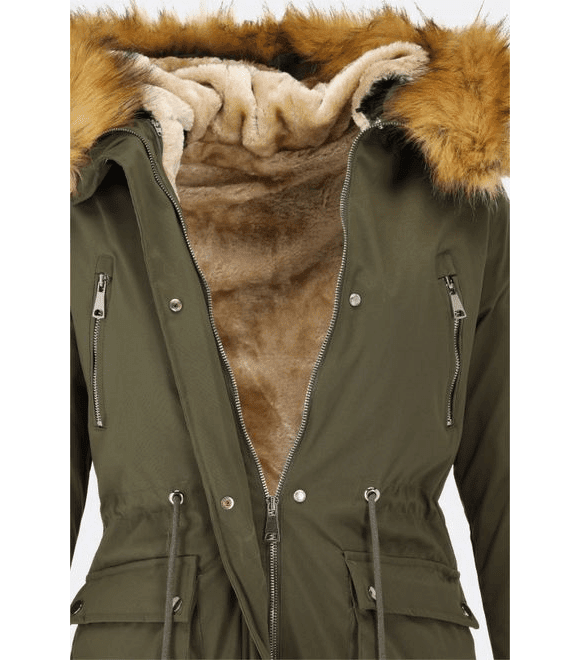 Parka s odepínatelným futrem khaki