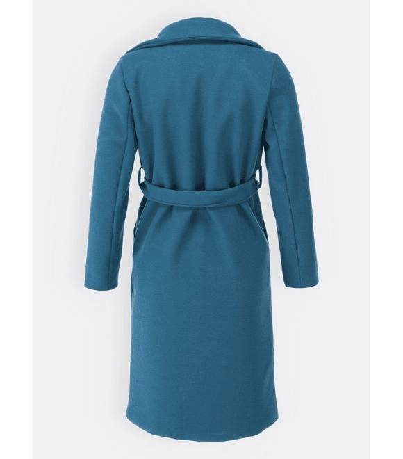 Dlhý dámsky kabát modrozelený